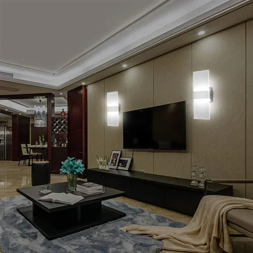 Vista 6 de ChangM Lámpara de pared LED moderna de acrílico 12W blanca fría 6000K lámpara de arriba abajo para dormitorio, pasillo, escaleras, baño, iluminación