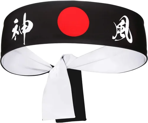 Vista 27 de Diadema reversible de guerrero, Bushido Hachimaki para karate, Halloween, sushi