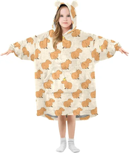 Vista 27 de Mantas portátiles para niños, súper suaves, cálidas y acogedoras, sudadera con capucha de gran tamaño, regalos para niños de 3 a 14 años, niñas