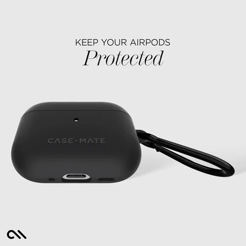 Vista 5 de Case-Mate Funda para AirPods Pro 3 con mosquetón negro [compatible con carga inalámbrica] – Funda negra resistente para AirPods Pro 3