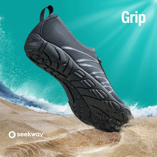 Vista 6 de SEEKWAY - Zapatos de agua unisex, de secado rápido, tipo calcetín y con sensación de pies descalzos para adultos ideales para playa, natación, río