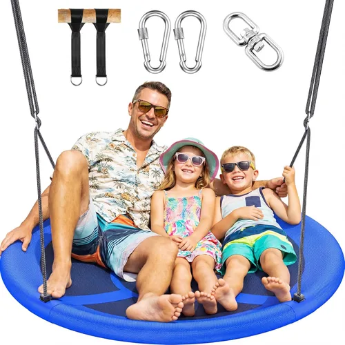 Vista 13 de Everyfun Columpio de Árbol Tipo Platillo Volador de 43" para Niños y Adultos, Capacidad de Peso de 700 libras, Columpio Platillo Volador Impermeable