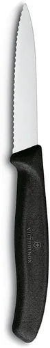 Vista 3 de Victorinox Cuchillo de pelar clásico suizo de 3.25 pulgadas con borde dentado, punta de lanza, negro