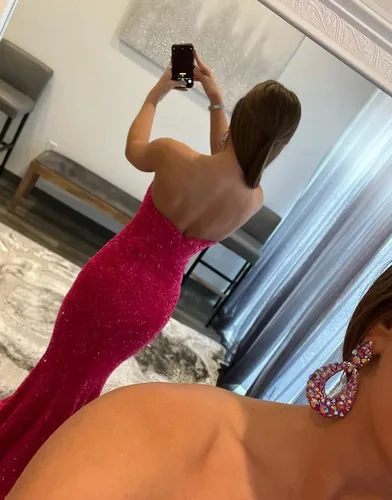 Vista 4 de Vestidos de fiesta de sirena para mujer, vestido de fiesta con lentejuelas brillantes, cuello en V, vestido largo formal de noche