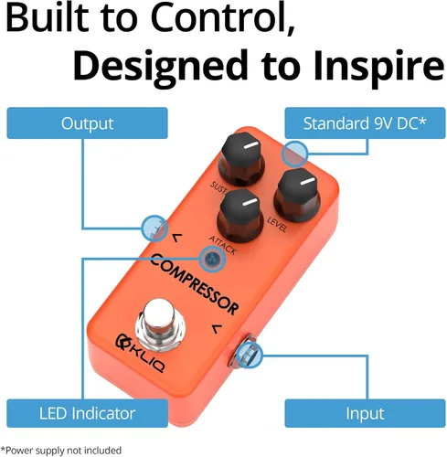 Vista 3 de KLIQ - Pedal de efecto de compresor pequeño para guitarra y bajo