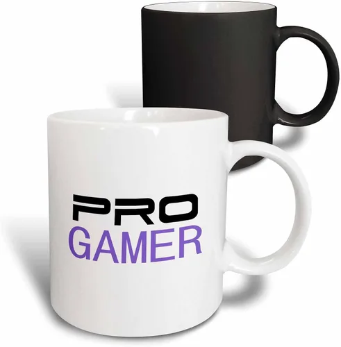 Vista 13 de 3dRose mug_151243_4 "Pro gamer - awesome gaming job or hobby and proud of it - computer pro-gamer in black and purple" Taza, 11 oz, Negro