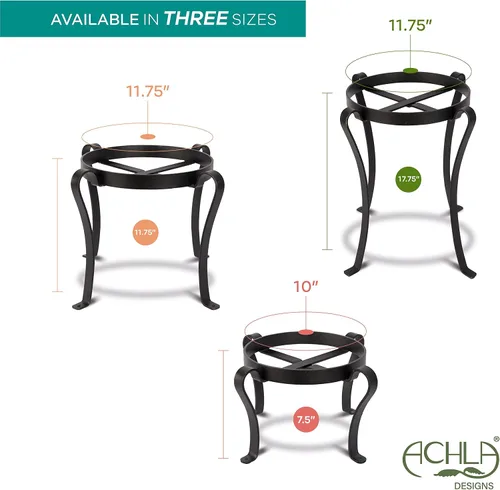 Vista 6 de Achla Designs Soporte para macetas de patio, 8 pulgadas de alto, color negro