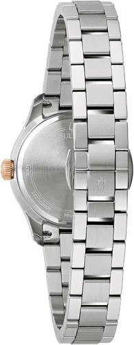 Vista 3 de Bulova Damas Clásico Mini Wilton 3 Manos Reloj Quartz Plata Acero Inoxidable, Día Fecha, 29mm