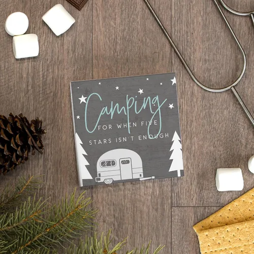 Vista 5 de Simply Said, INC Cuadrados de conversación pequeños - Camping: For When 5 Stars is Not Enough - 5.25 x 5.25 in Distressed Rustic Sign STS1622