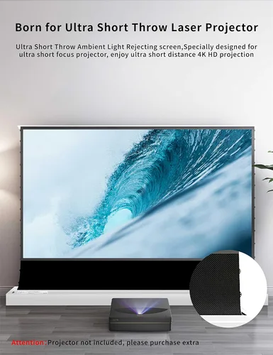 Vista 6 de VIVIDSTORM Soporte de pantalla de proyección S PRO P de 92 pulgadas, pantalla de proyector láser 4K UHD con sonido transparente perforado compatible