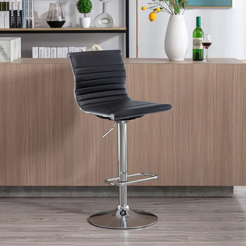 Vista 2 de chairus Juego de 2 taburetes de bar giratorios modernos, taburetes de bar ajustables con altura de mostrador, taburetes de piel sintética sin brazos