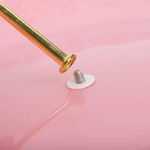 Vista 7 de Tosnail Paquete de 3 bandejas de plástico rosa para cupcakes de 3 niveles, soporte para postres con barra dorada de 3 estilos, bandejas de servir