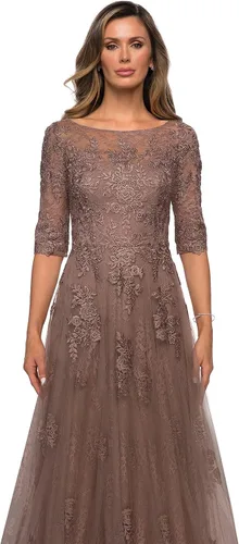 Vista 3 de Clothfun Elegantes vestidos de encaje para madre de la novia para mujer, formales con mangas