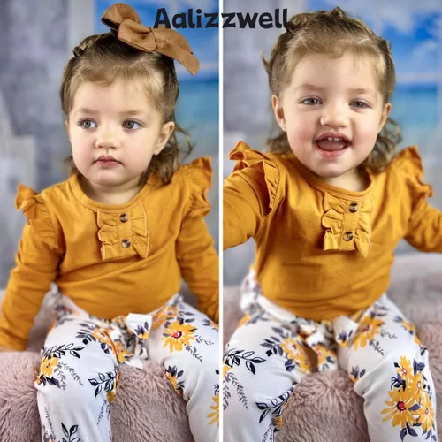 Vista 3 de Aalizzwell Traje de otoño para niñas pequeñas con horquilla