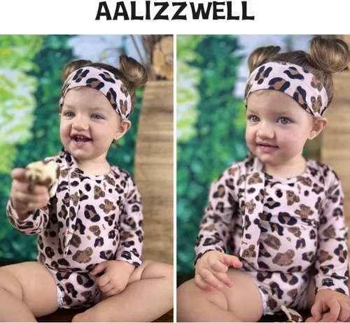 Vista 4 de Aalizzwell Bañador de manga larga de una pieza para bebé niña