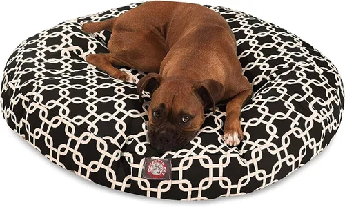 Vista 19 de Cama para mascotas redonda, amarilla, para exterior Majestic, Negro