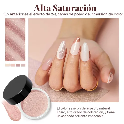 Vista 5 de Azurebeauty - Kit de iniciación de uñas en polvo de inmersión, 4 colores, purpurina de piel desnuda para todas las estaciones, juego de polvo