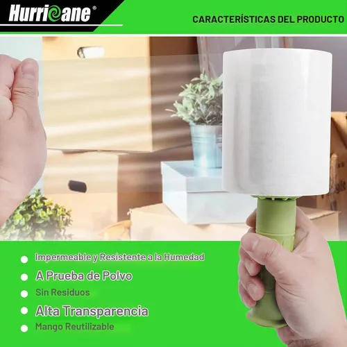 Vista 6 de HURRICANE Película elástica con mango de plástico, paquete de 2 mini rollos de película elástica transparente, calibre 80 de 5 pulgadas, 1000 pies