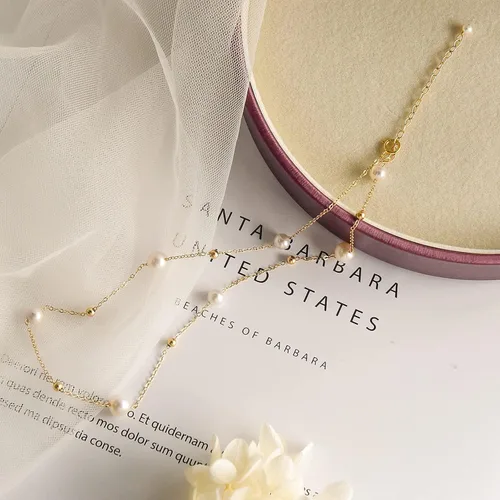 Vista 5 de Dainty Pearl Choker Necklace for Women Shining Pearl Necklace Adjustable Birthday Gift for Her