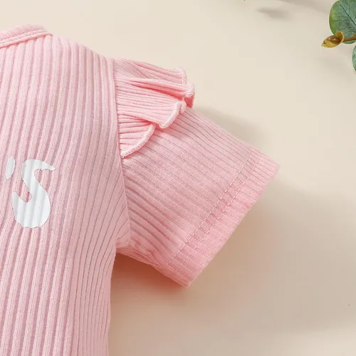 Vista 75 de Sejardin Ropa de verano para bebé y niña, recién nacida, manga corta, con letras, mameluco elástico con diadema