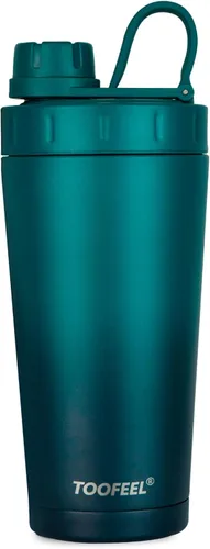 Vista 8 de TOOFEEL Botella agitadora de acero inoxidable - Botella agitadora aislada de doble pared de 20 onzas, mantiene frío/calor, para mezclas de proteínas