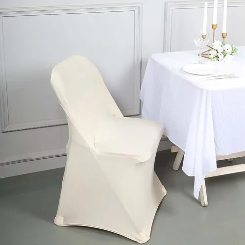 Vista 9 de Efavormart - Funda para silla plegable elástica de elastano, ajustable, para cenas, eventos, bodas, fiestas, banquetes, catering, color beige