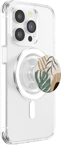 Vista 4 de Botánico tropical beige marrón exótico minimalista abstracto PopSockets MagSafe PopGrip para iPhone