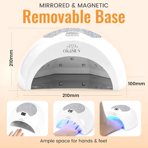 Vista 6 de Lámpara de uñas LED UV recargable con diseño de diamante y control táctil, 3 ajustes de temporizador, secado rápido para todos los esmaltes de gel