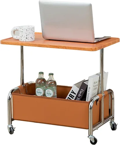 Vista 8 de Mesa Auxiliar Sofá Mesa Para Cama Pequeña con Ruedas Mesita Portatil Bandeja Sofá Mesas Auxiliares de Café Multifunción con Espacio