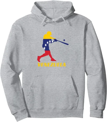 Vista 3 de Sudadera con capucha de regalo de la bandera del equipo nacional de béisbol venezolano, Negro