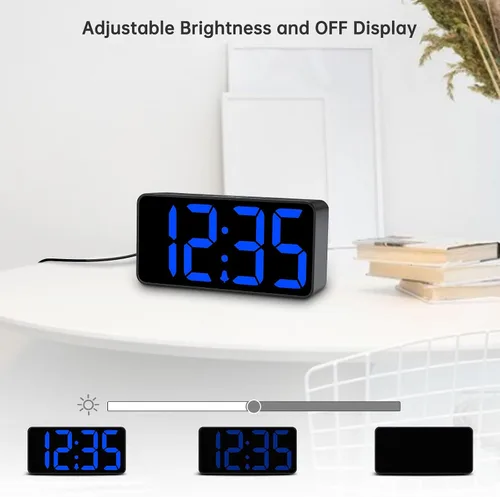 Vista 3 de DreamSky - Reloj despertador digital pequeño para dormitorio con números grandes Electric Bedside Desk Clock with USB Charging Port, Brightness