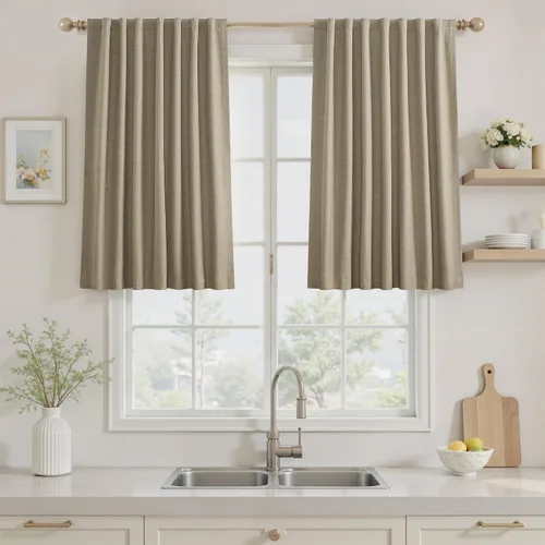 Vista 43 de UHITECH Cortinas opacas de 35 pulgadas de largo para sala de estar, 2 paneles, cortina opaca corta para cocina para ventanas pequeñas, cortinas