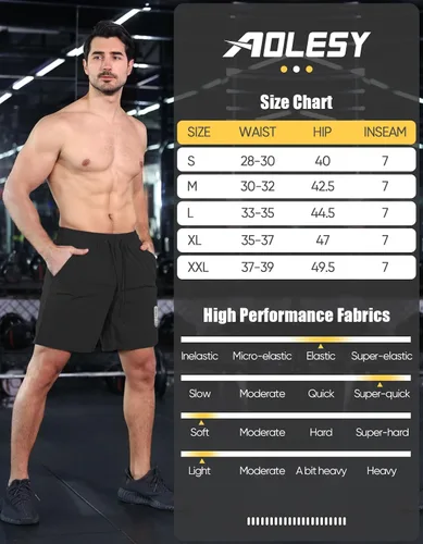 Vista 6 de Aolesy Pantalones cortos de entrenamiento para hombre de 7 pulgadas, pantalones cortos deportivos de secado rápido, ligeros, con bolsillos