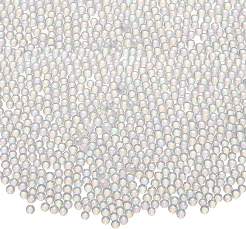Vista 24 de Cuentas de vidrio iridiscente diminutas de burbuja, 0.4-3mm 10g Cuentas redondas micro mini transparentes sin agujero en forma de gota de agua