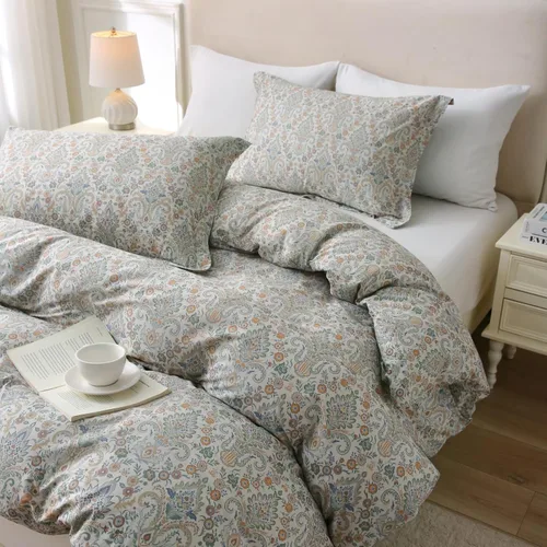 Vista 126 de ABREEZE Juego de funda de edredón tamaño individual con cierre de botón, 100% algodón egipcio, juego de ropa de cama floral de granja, color rosa, 3
