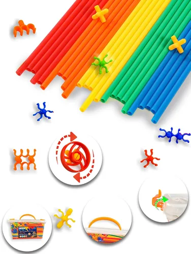 Vista 5 de 600 juguetes de construcción STEM, juguetes de constructor de paja, juegos de construcción de ingeniería de grado superior para niños, desarrolla