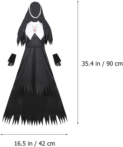 Vista 2 de KESYOO - Disfraz de monja de Halloween para adultos
