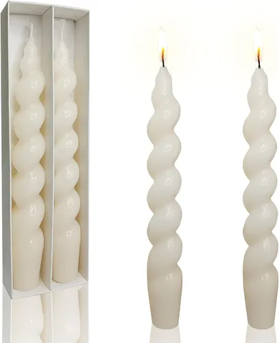 Vista 11 de Candelabros en espiral verde y velas cónicas verdes - Gedengni 7.5 pulgadas Velas cónicas cortas y encantadoras con diseño retorcido, velas sin