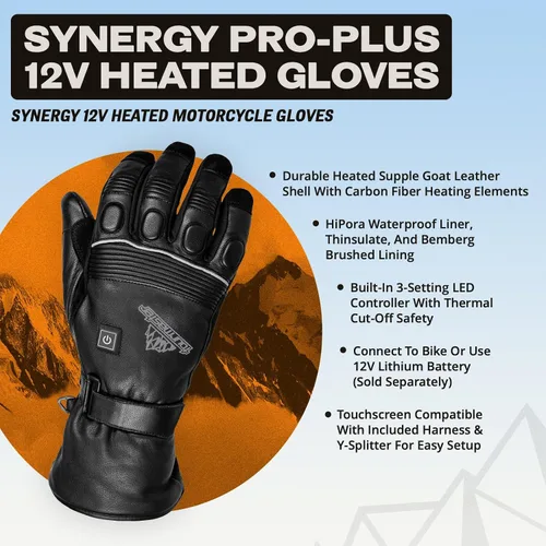 Vista 2 de Tourmaster Synergy Pro-Plus - Guantes de motocicleta con calefacción de 12 V