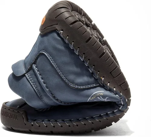 Vista 3 de Dacomfy Zapatos casuales para hombre, botas chukka de piel sintética, con costuras a mano, zapatos de moda, cómodos, zapatos planos para caminar