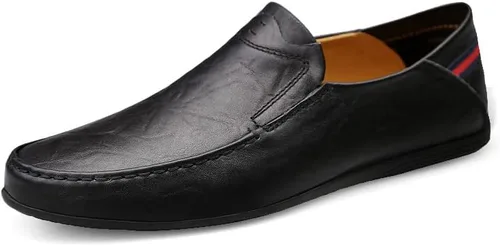 Vista 2 de LUODENGLANG Mocasines de cuero genuino de alta calidad para hombre zapatos casuales sin cordones mocasines para conducir mocasines ligeros