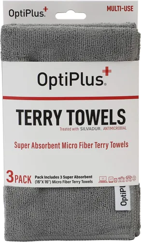 Vista 6 de OptiPlus 16" x 16" Toallas de Terry de Microfibra Tratadas con Silvadur 930 Antimicrobial - Azul