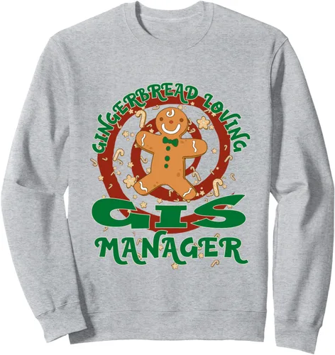 Vista 3 de GIS Manager Job Gingerbread Funny Xmas Sweatshirt