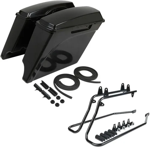 Vista 47 de Kit de soporte de conversión para alforjas extendidas de 4" TCMT, compatible con Harley Heritage Softail Fatboy FLSTF Breakout 1984-2017, negro
