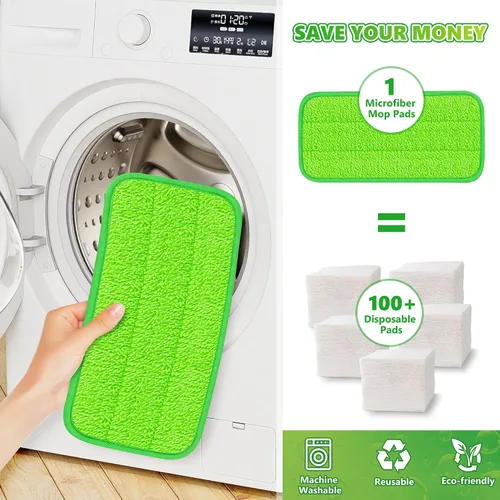 Vista 4 de Almohadillas de microfibra compatibles con trapeador Swiffer, almohadillas húmedas, almohadillas secas, almohadillas húmedas reutilizables