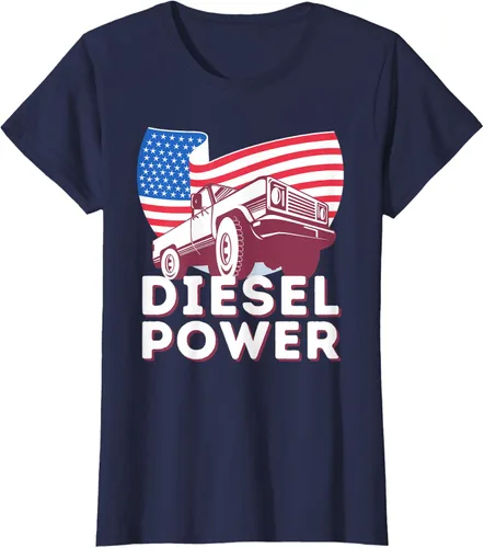 Vista 25 de Diesel Power American Flag - Camiseta de camioneta de mecánico diésel, Negro, S