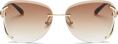 Vista 8 de VOLCHIEN Gafas de sol sin montura para mujer, montura brillante, lentes redondas, montura de metal, gafas de sol para mujeres y hombres VC1012