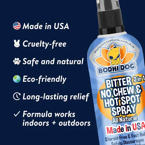 Vista 5 de Bodhi Dog Aerosol 2-en-1 sin masticar y para puntos calientes amargo - Remedio natural anti-mordedura mejor que la manzana amarga - Calma los puntos