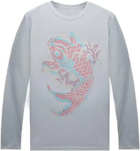 Vista 28 de HZCX FASHION Camisetas gráficas de manga larga para hombre y mujer, camisetas divertidas con diamantes de imitación