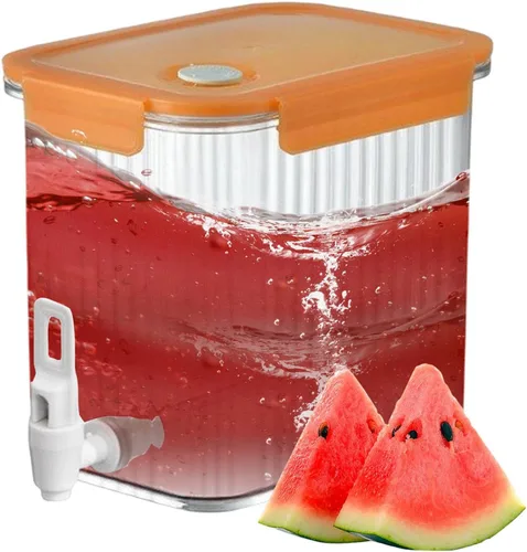 Vista 9 de Dispensador de bebidas de 2.5 litros con espita, dispensador de bebidas de 0.66 galones, contenedor de bebidas frías para jugo helado de leche